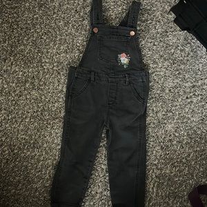 Kids Black Denim Overalls